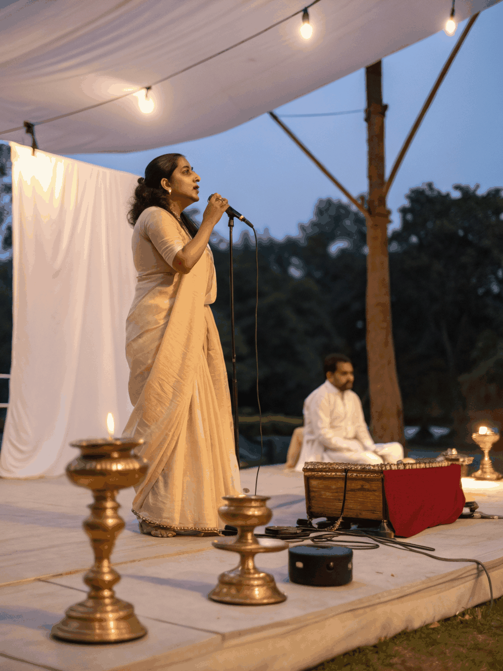 Classical vocalist Ananya Roy performing live on stage